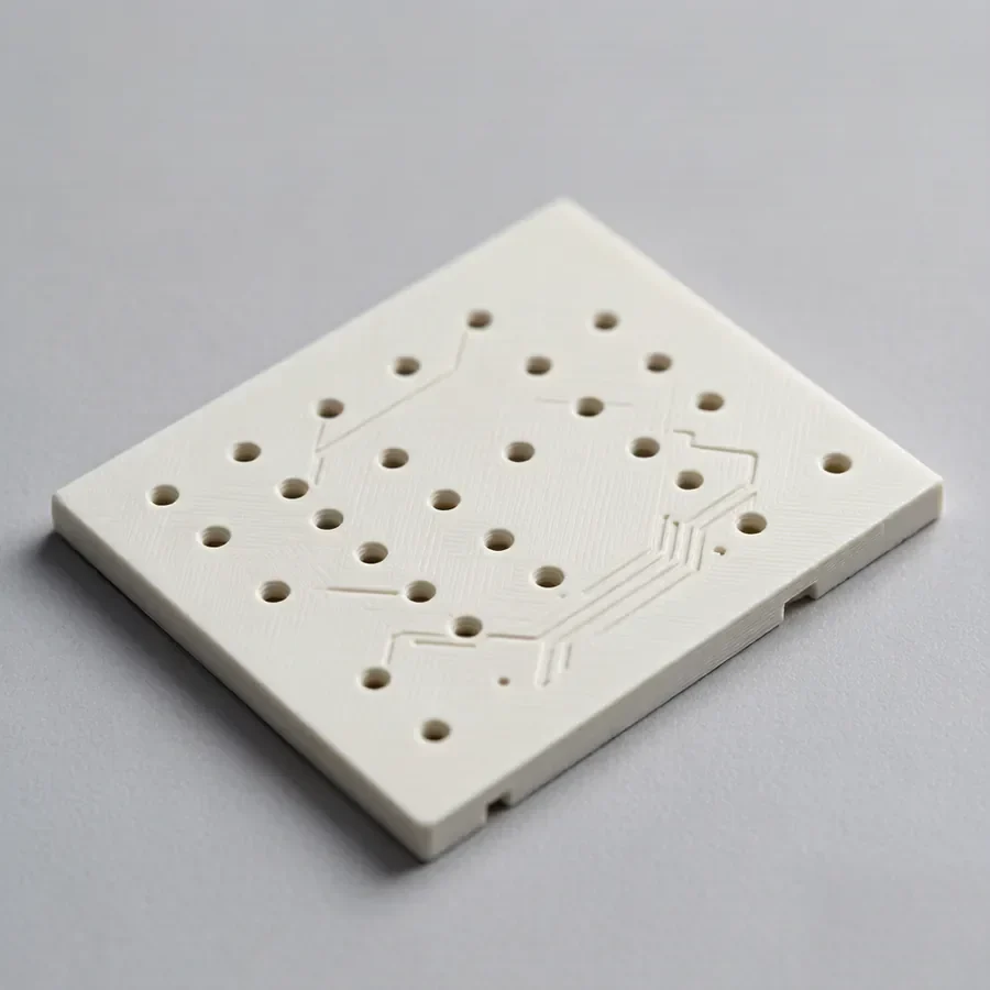 3D printed alumina ceramic electronic substrate with fine via holes
